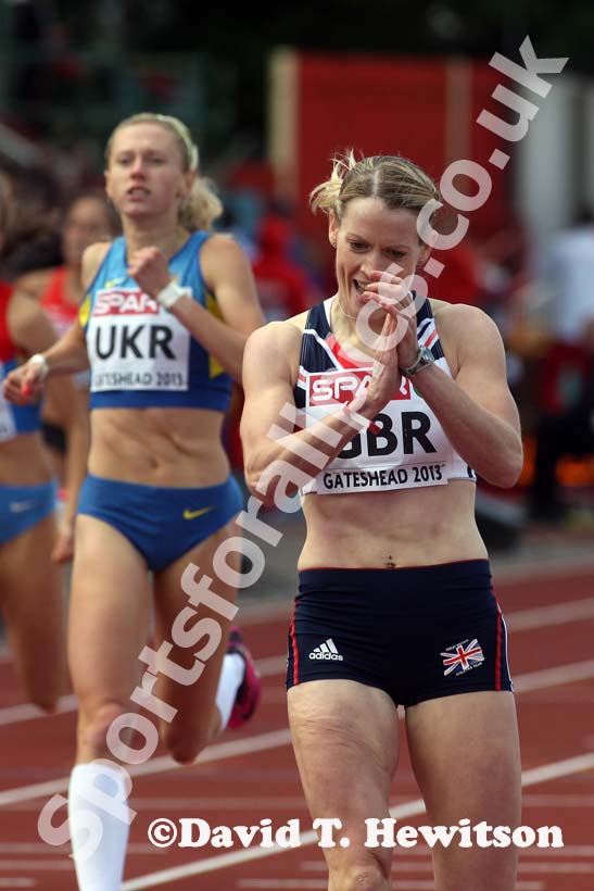 Eilidh Child (GB) wins the 400 metres hurdles at the European Athletics Team Championships.